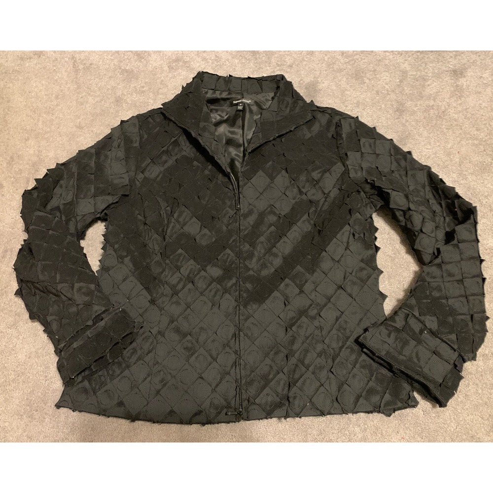 Samuel Dong Womens Textured Art To Wear Blazer Jacket Sz M Black  Long Sleeve‎